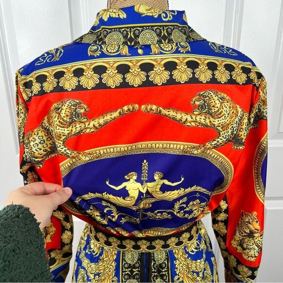 Sz M Ferrara Jaguar and Italian Printed Blouse & Pleated Skirt SET NWT $135 MSRP - Picture 10 of 15